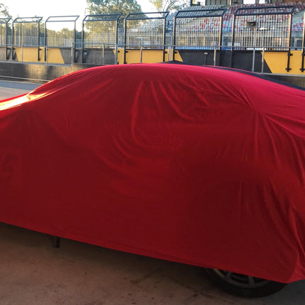 Racecar, Showcar, Muscle Car or Streeter INDOOR Car Cover Small RED with BLACK Stripe